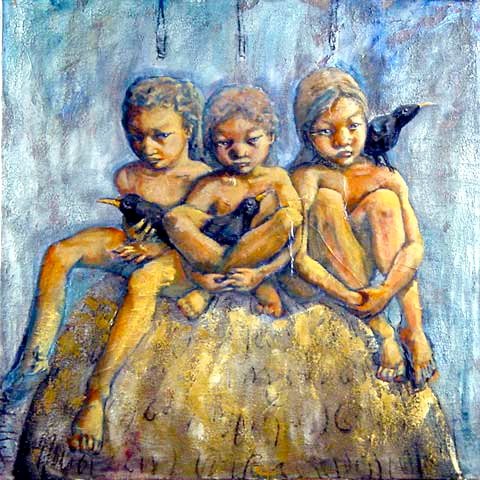 YOU SHE AND ME, gesso, oil & mixte